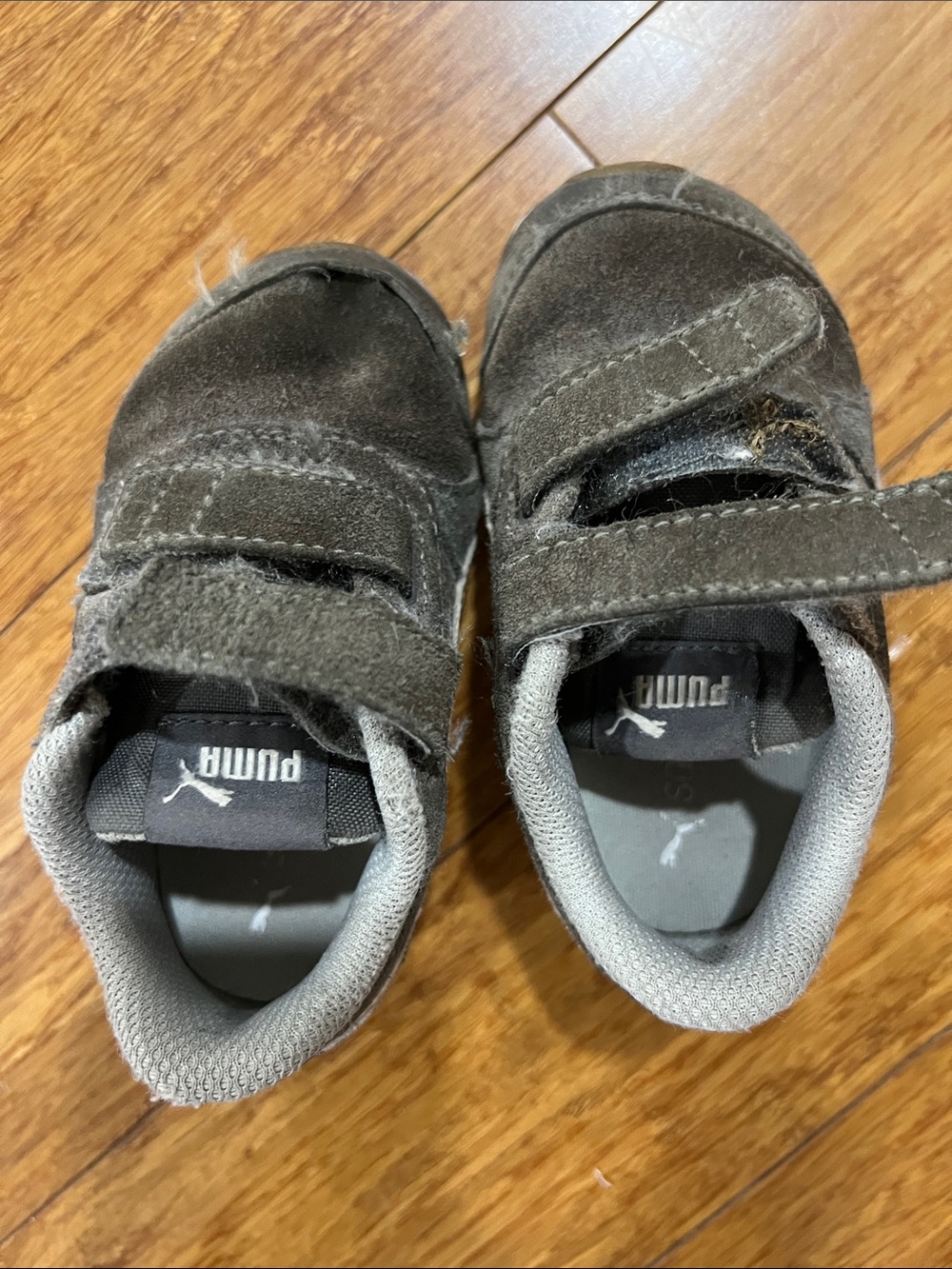 Puma Kids Brown Gray Velcro Sneakers